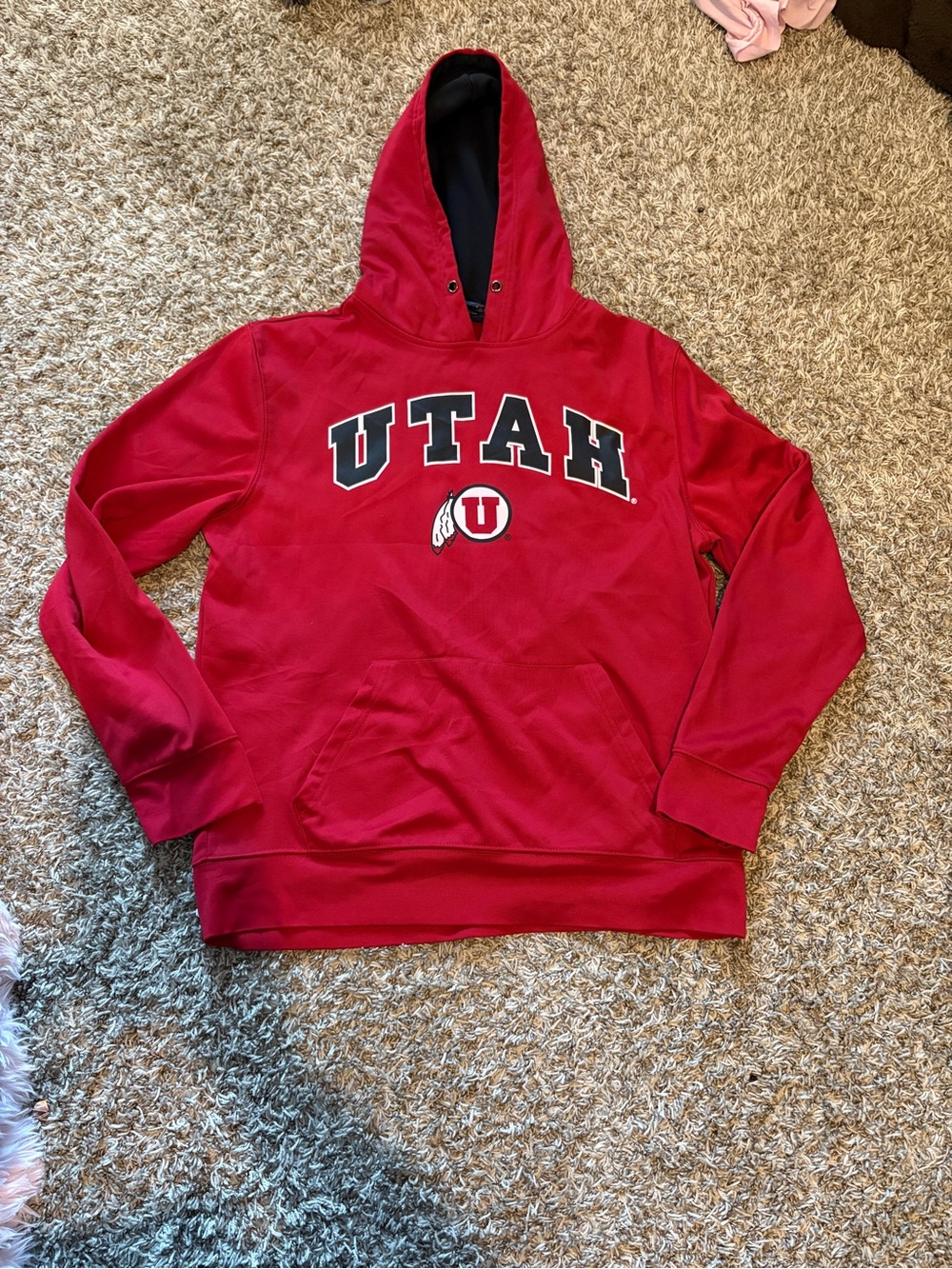 Campus Heritage Red Pullover Hoodie with Black Lined Hood